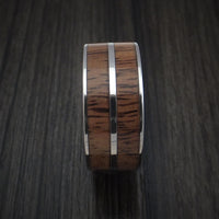 Wood Ring and Titanium Ring inlaid with Koa Wood Custom Made to Any Size and Optional Wood Types