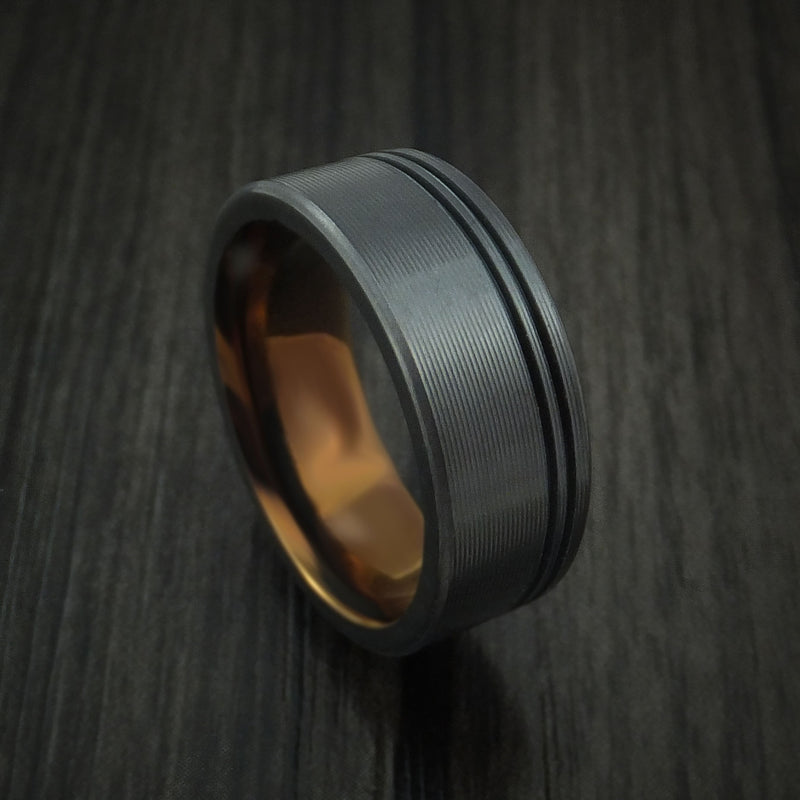 Black Zirconium Textured Ring with Anodized Center Custom Made Band