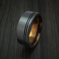 Black Titanium Textured Ring with Anodized Center Custom Made Band