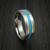 Titanium and Turquoise Ring with 14k Yellow Gold Custom Made Band
