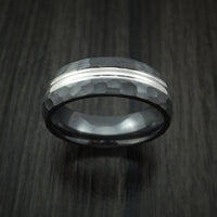 Black Titanium Men's Ring with Hammer Finish Custom Made Band