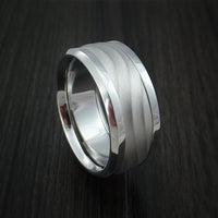 Cobalt Chrome and 14k White Gold Band Wave Pattern Custom Made Ring