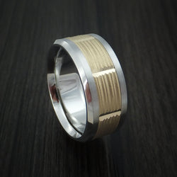 Cobalt Chrome and 14k Yellow Gold Band Texture Pattern Custom Made Ring