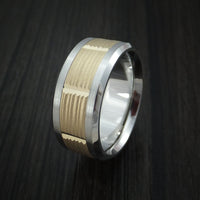 Cobalt Chrome and 14k Yellow Gold Band Texture Pattern Custom Made Ring