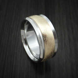 Cobalt Chrome and 14k Yellow Gold Band Distressed Texture Custom Made Ring