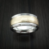 Cobalt Chrome and 14k Yellow Gold Band Distressed Texture Custom Made Ring