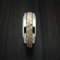 Cobalt Chrome and 14k Yellow Gold Band Weave Texture Custom Made Ring