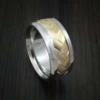 Cobalt Chrome and 14k Yellow Gold Band Weave Texture Custom Made Ring
