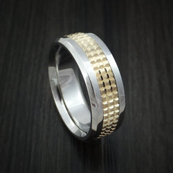 Cobalt Chrome and 14k Yellow Gold Band Textured Custom Made Ring