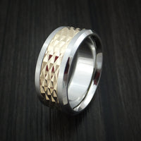 Cobalt Chrome and 14k Yellow Gold Band Textured Custom Made Ring