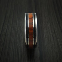 Titanium Ring with Cocobolo Inlay and Enamel Grooves Custom Made Band