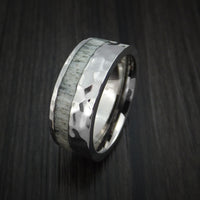 Titanium and Antler Rock Hammered Ring Custom Made Band