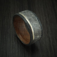 Black Titanium and Meteorite Ring with Platinum and Wood Sleeve Custom Made
