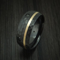 Black Titanium and Gold Ring with Black Diamonds Custom Made