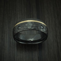 Black Zirconium and Gold Ring with Black Diamonds Custom Made