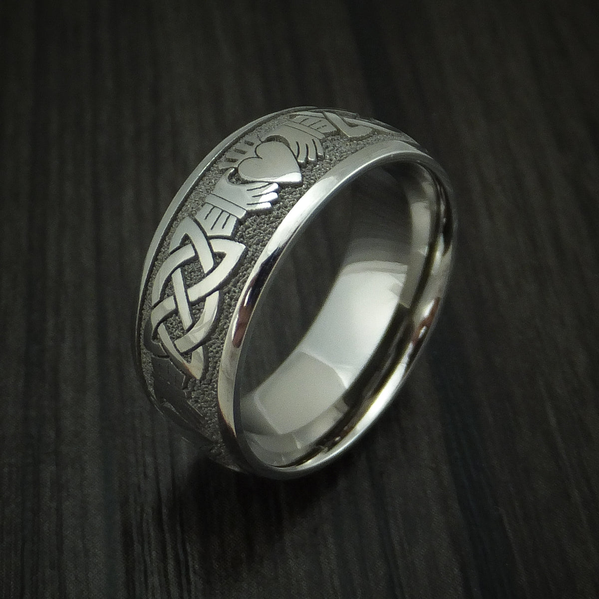 Titanium Celtic Claddagh Design Men's Ring Custom Made Band ...