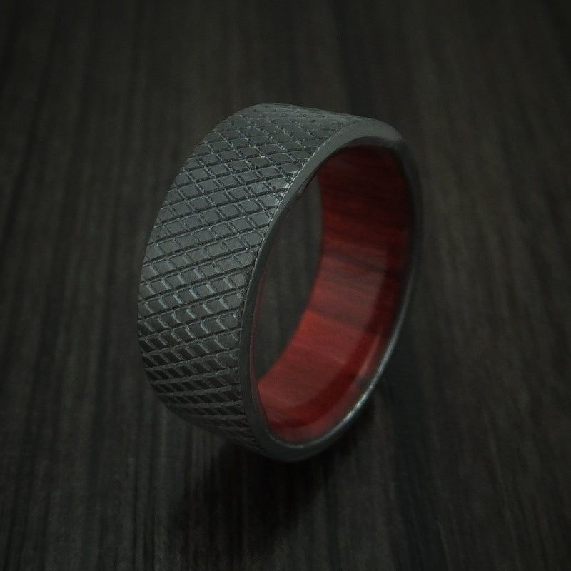 Black Titanium Knurl Ring with Wood Sleeve Custom Made