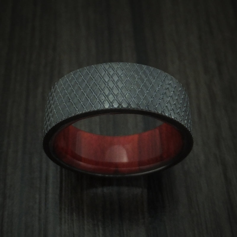 Black Zirconium Knurl Ring with Wood Sleeve Custom Made
