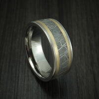 Titanium and Meteorite Men's Ring with 14K Gold Custom Made ...