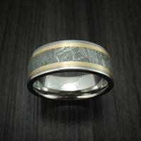 Titanium and Meteorite Ring with 14K Gold Custom Made