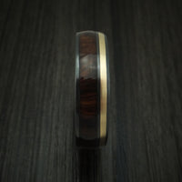 Black Zirconium and Gold Ring with Hardwood Inlay Custom Made