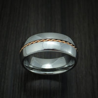 Tungsten Band with Rose Gold Inlay Custom Made Ring