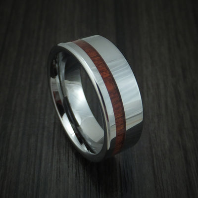 Tungsten Band with Blood Wood Inlay Custom Made Ring