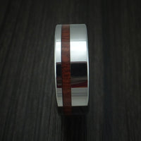 Tungsten Band with Blood Wood Inlay Custom Made Ring