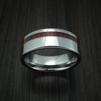 Tungsten Band with Blood Wood Inlay Custom Made Ring