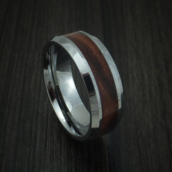 Tungsten Band with Desert Ironwood Burl Wood Inlay Custom Made Ring