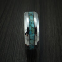 Tungsten Band with Turquoise Inlay Custom Made Ring