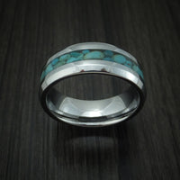 Tungsten Band with Turquoise Inlay Custom Made Men's Ring | Revolution ...