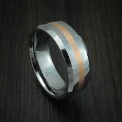 Tungsten Band with Rose Gold Inlay Custom Made Ring