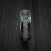 Black Zirconium and Antler Hammered Ring Custom Made Band