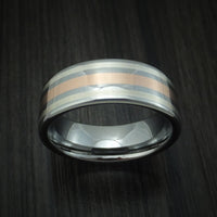 Tungsten Rose Gold and Silver Band Custom Made Ring