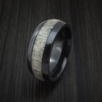 Black Titanium and Antler Men's Ring Custom Made Band