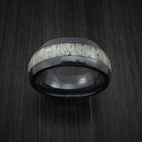 Black Zirconium and Antler Ring Custom Made Band
