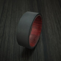 Black Zirconium Ring with Hardwood Interior Sleeve Custom Made Band