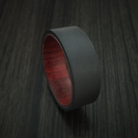 Black Zirconium Ring with Hardwood Interior Sleeve Custom Made Band