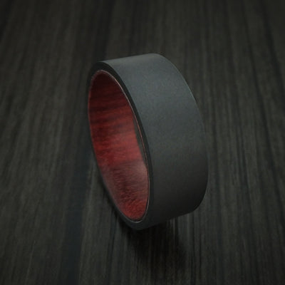 Black Zirconium Ring with Hardwood Interior Sleeve Custom Made Band