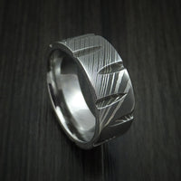 Damascus Steel Wedge Cut Men's Ring Custom Made Band | Revolution Jewelry