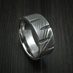 Damascus Steel Wedge Cut Ring Custom Made Band