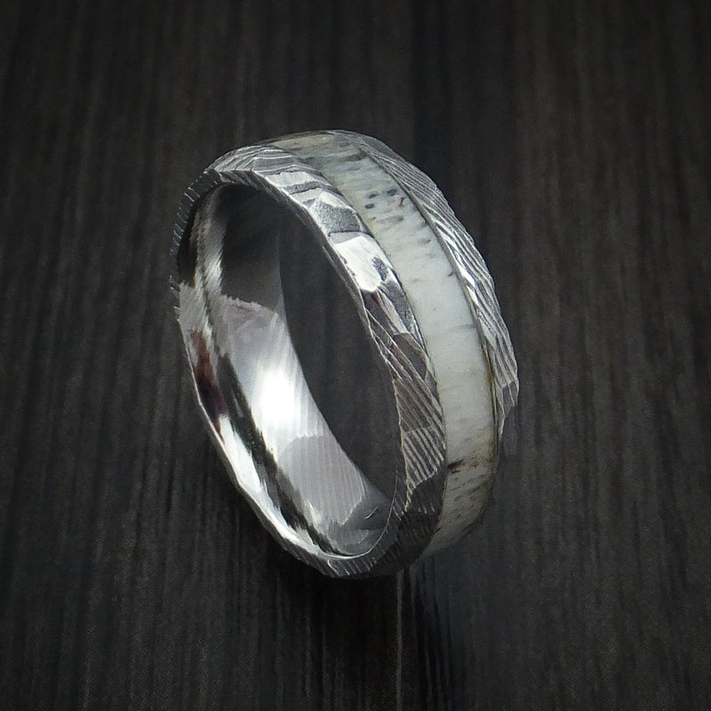 Hammered Damascus Steel Ring Custom Made Band