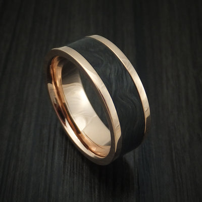 14K Rose Gold and Forged Carbon Fiber Custom Made Ring