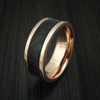 14K Rose Gold and Forged Carbon Fiber Custom Made Ring