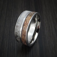Titanium Ring with King's Camo Field Shadow and Antler Inlays Custom Made Band