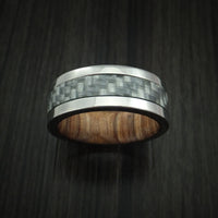 Titanium Ring with Carbon Fiber Inlay and Teak Hardwood Sleeve Custom Made