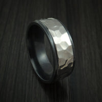 Black Titanium Rock Hammer Finish Men's Ring Custom Made Band