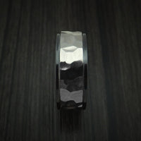 Black Titanium Rock Hammer Finish Men's Ring Custom Made Band