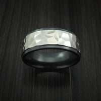 Black Zirconium Rock Hammer Finish Ring Custom Made Band